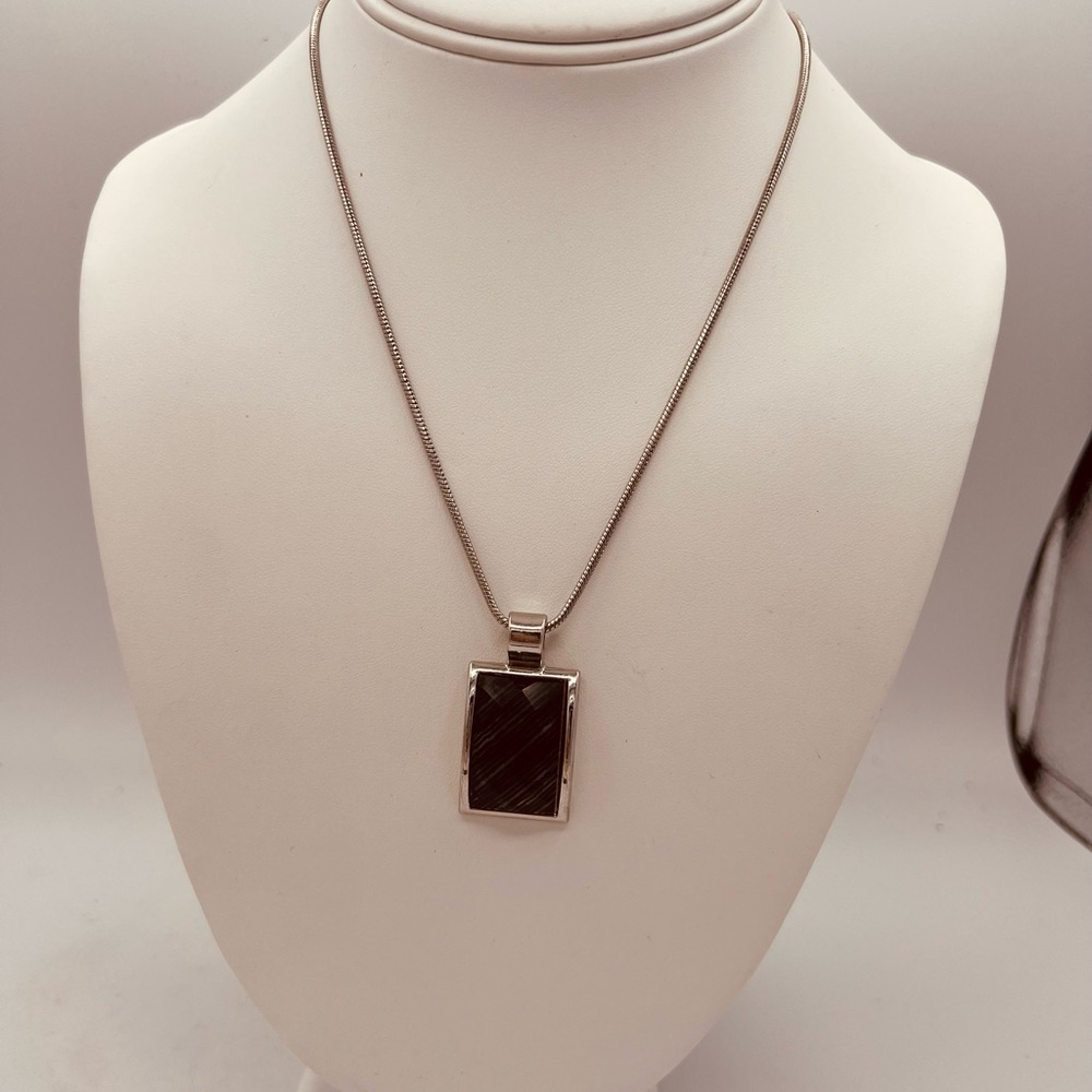 Dichroic Glass Multicolored Chic Silver Pendant Necklace
